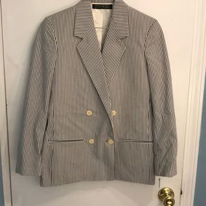 Vintage oversized blazer, blue seersucker